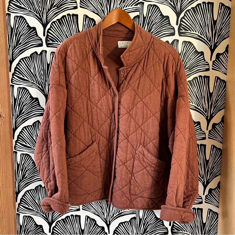 Z Supply Quilted Brown Jacket Size Large